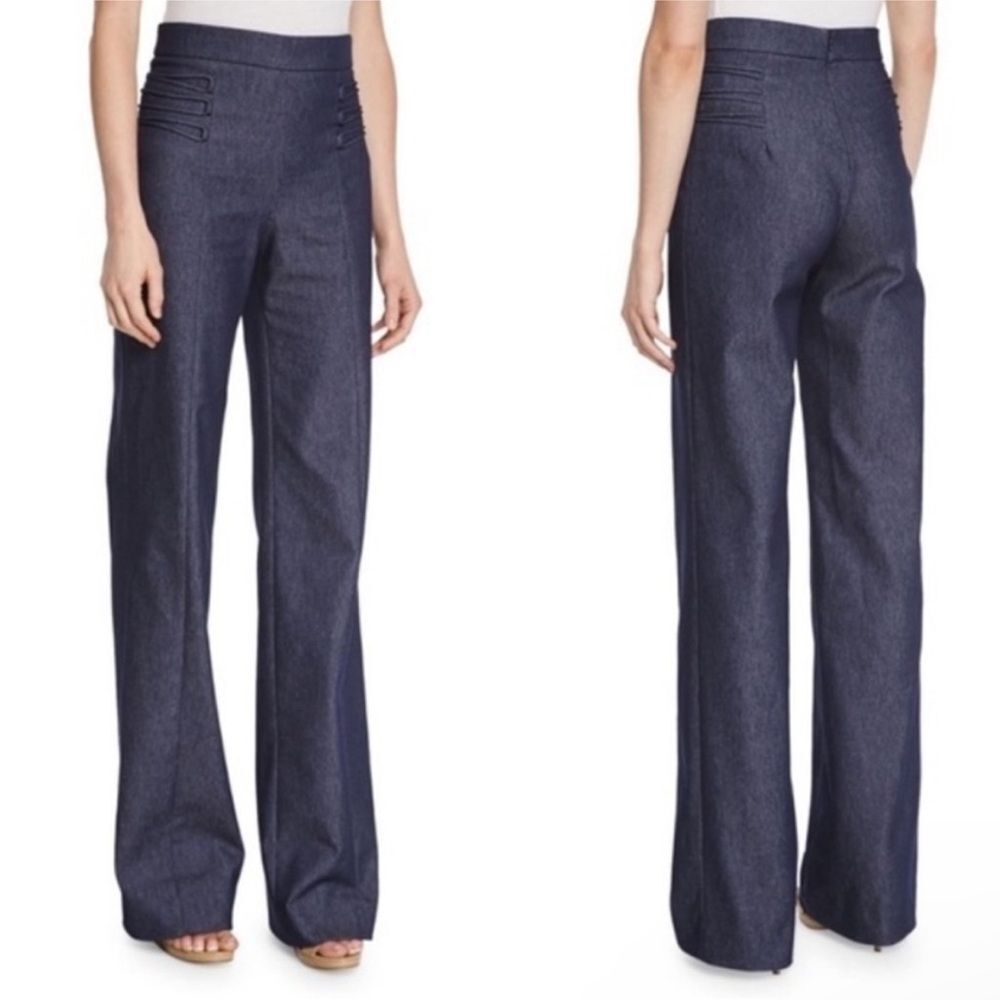 CUSHNIE ET OCHS | Lace Up Wide Leg High Rise Blue Pants Women’s Size 10